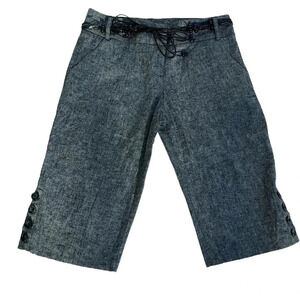 NWT BCX Shorts with Belt and Button Detail on Legs Linen and Cotton Blend Grey 3